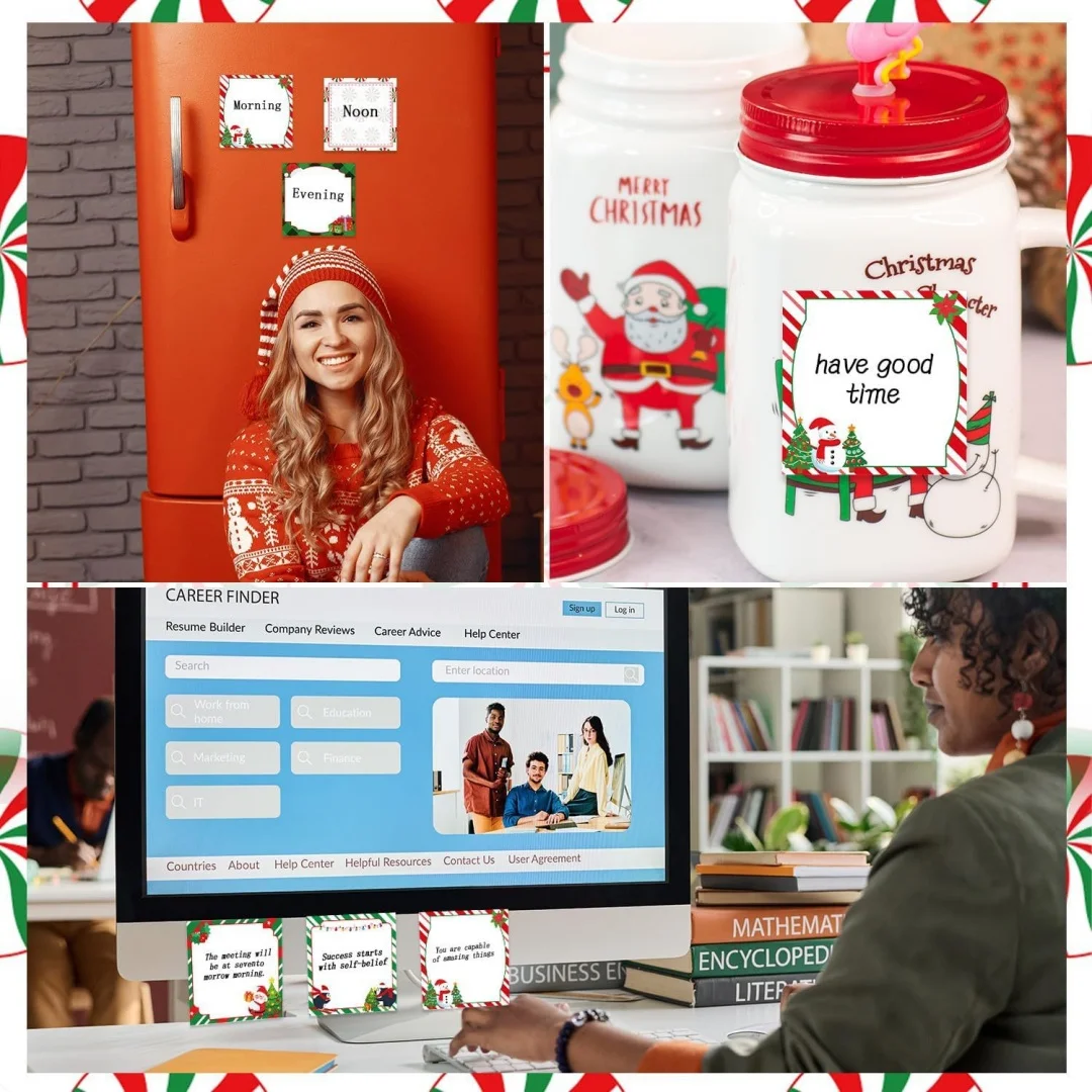 دفاتر ملاحظات لشخصيات عيد الميلاد، دفاتر ملاحظات لعيد الميلاد، دفاتر ملاحظات ذات جودة ورقية عالية، وسادات ملاحظات ذاتية اللصق للثلاجة #3