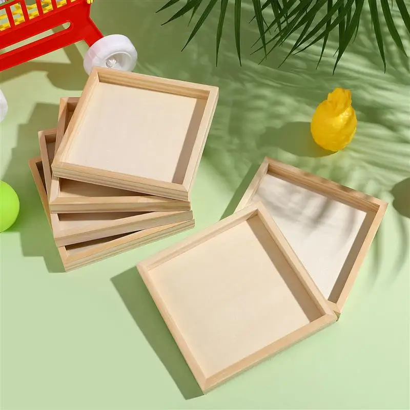 6 Pcs Crafts Projects Small Storing Wooden Trays Wooden Serving Trays Blank Blank Blank Blank Blank Puzzle Pieces Pieces Pieces