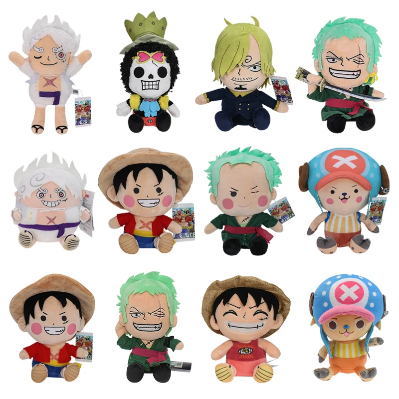 Original ONE PIECE Plush Gear 5 Luffy Sanji Brook Chopper Zoro Doll Soft Stuffed Toys Birthday Christmas Gift