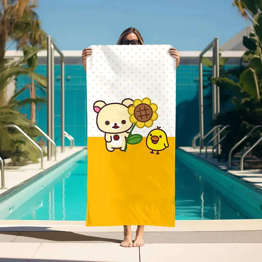

Большое банное полотенце Rilakkuma, пляжные полотенца, ванная комната, спа, сауна, тюрбан для сушки волос, набор для ванной комнаты, аксессуары для личной гигиены дома