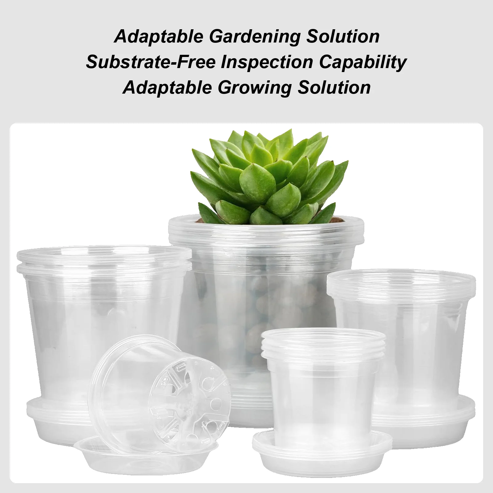 20pcs transparent plant seedling pot 4/5/6/7 inches Garden Vegetable Seedling Container Plant Pot with Drainage Hole for Growers