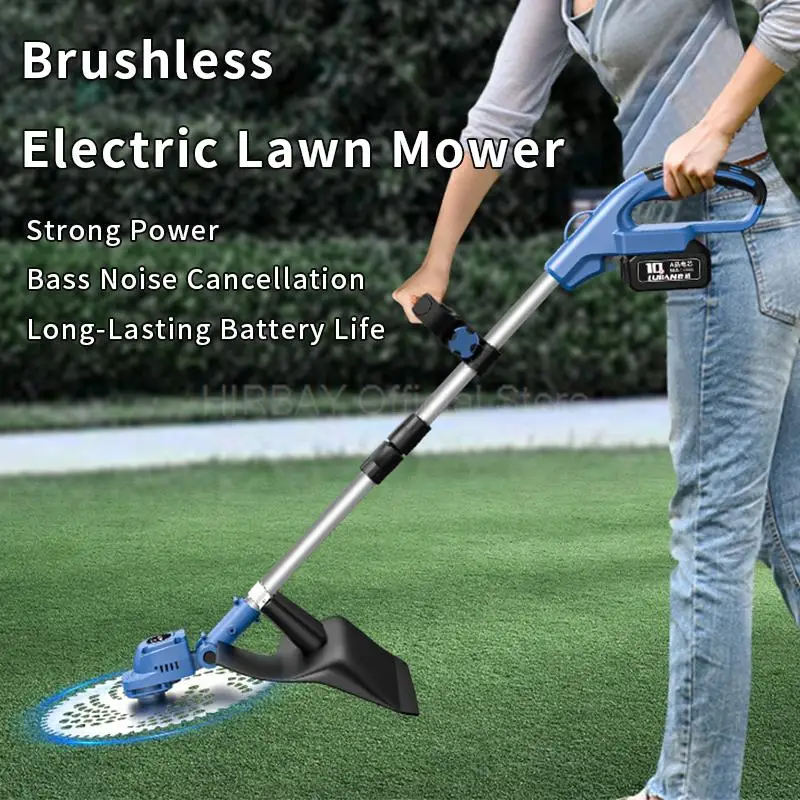 Brushless Electric Lawn Mower Cordless Cutter Household Weeder Eater 2 Types Blades Lightweight For Garden Lawn Trimming Pruning