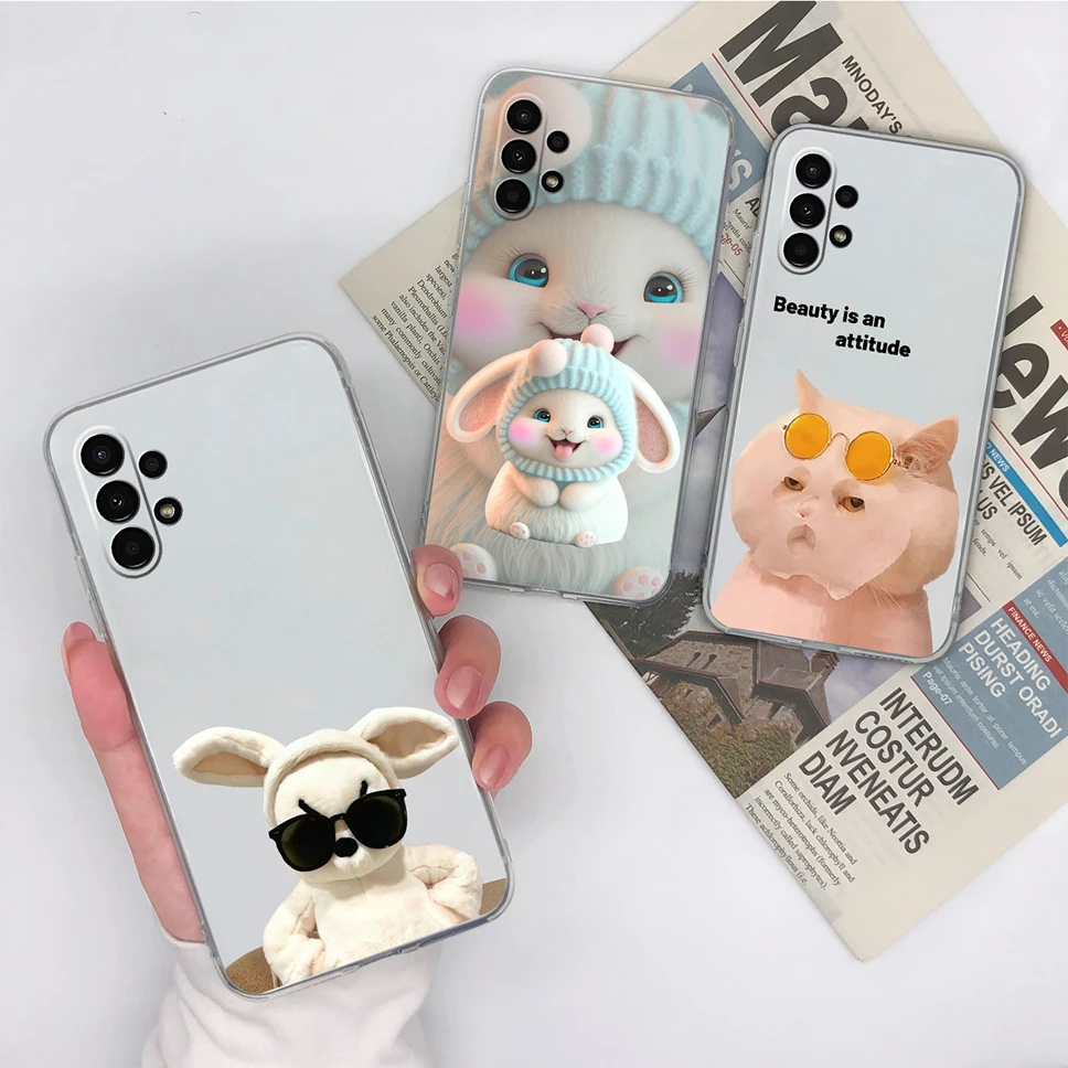 Custodia per telefono per Samsung Galaxy A13 4G 5G Cute Healing Pattern Clear Soft Slim TPU Cover posteriore antiurto in Silicone Shell Funda Capa