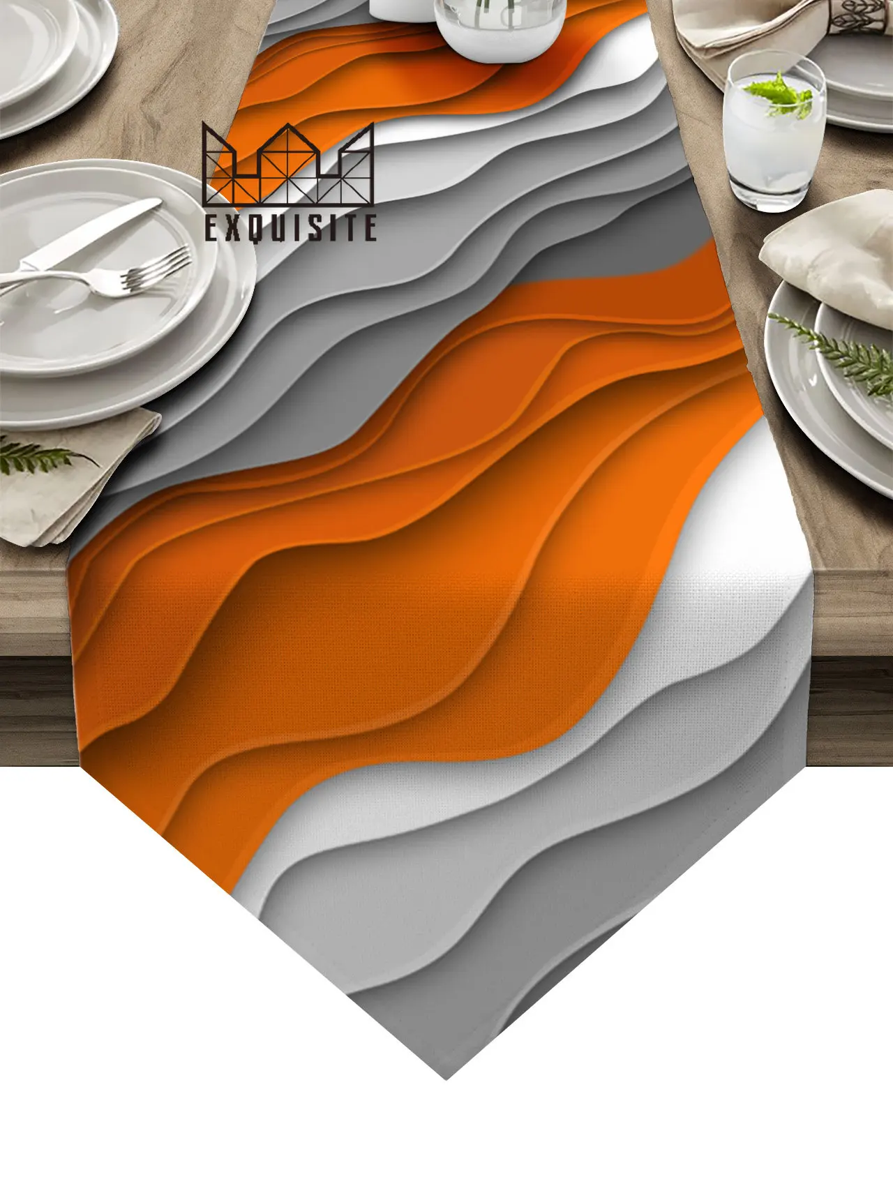 

Orange Grey Gradient Abstract Coffee Table Decor Tablecloth Wedding Decoration Dinning Table Decoration Table Runner