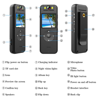 Compact Outdoor Sports, Cycling, Small Household Camera, Wearable Police On-Site Law Enforcement Recorder, High-Definition 4K Du