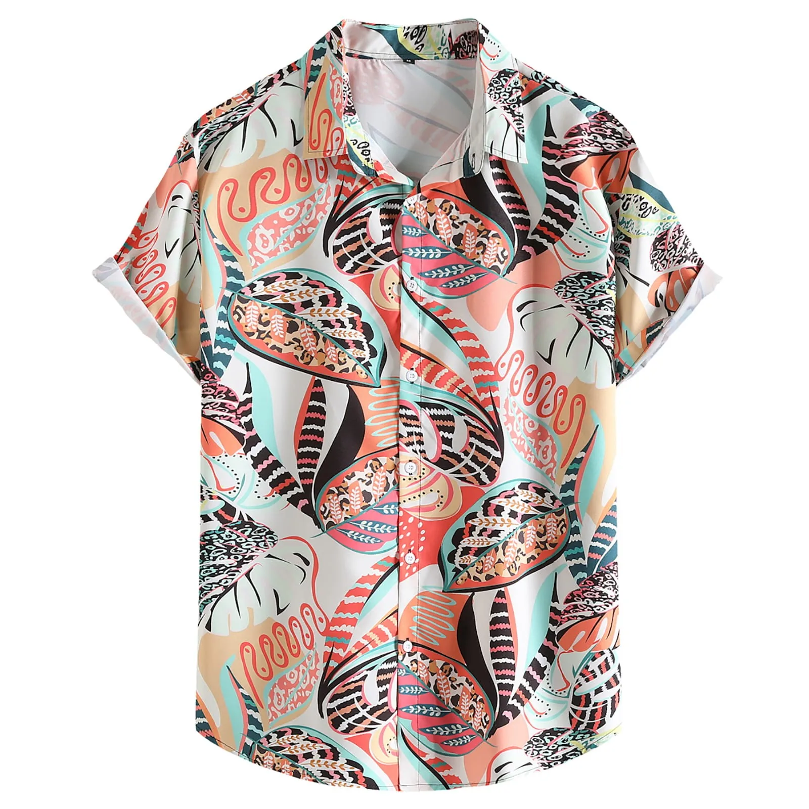 

Male Spring And Summer Single Breasted Shirts Casual Print Lapel Beach Short Sleeve Business Button Oversized Casual Shirt