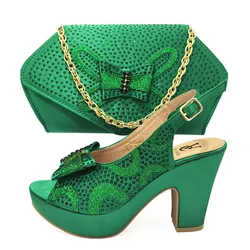 Newest Coming Pointed Toe Italian Design Italian Women Shoes Matching Bags in Silver Color for Wedding Nigerian Ladies Sandals