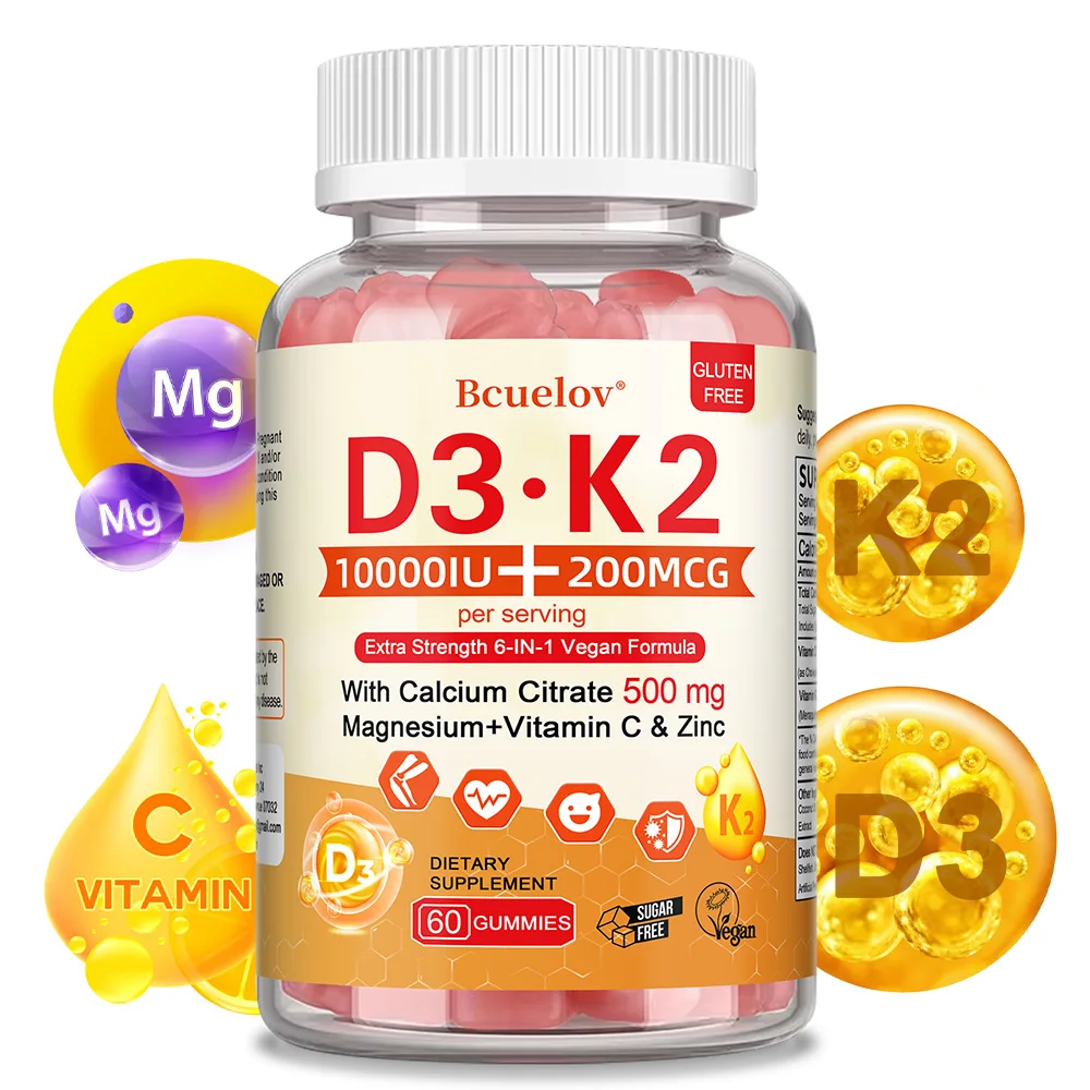 

Vitamin D3 and K2 Gummies - Improves Absorption and Digestion, Supports Bone Marrow Health, and Promotes Joint Mobility