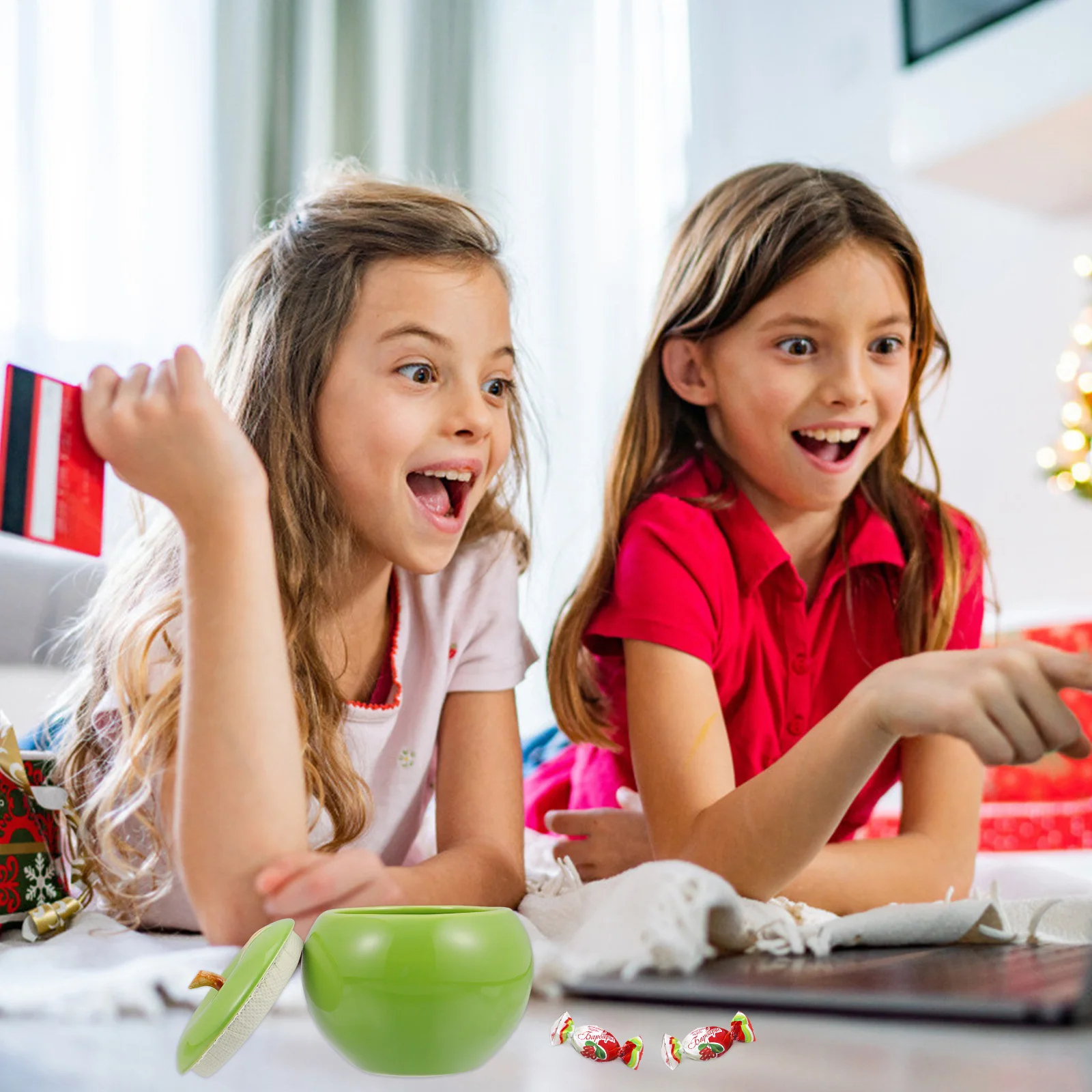 

1Pcs Ceramic Candy Jar Creative Fruit Shape Lid Decorative Sealed Canister for Kitchen Coffee Bean Storage Christmas Tea Jar