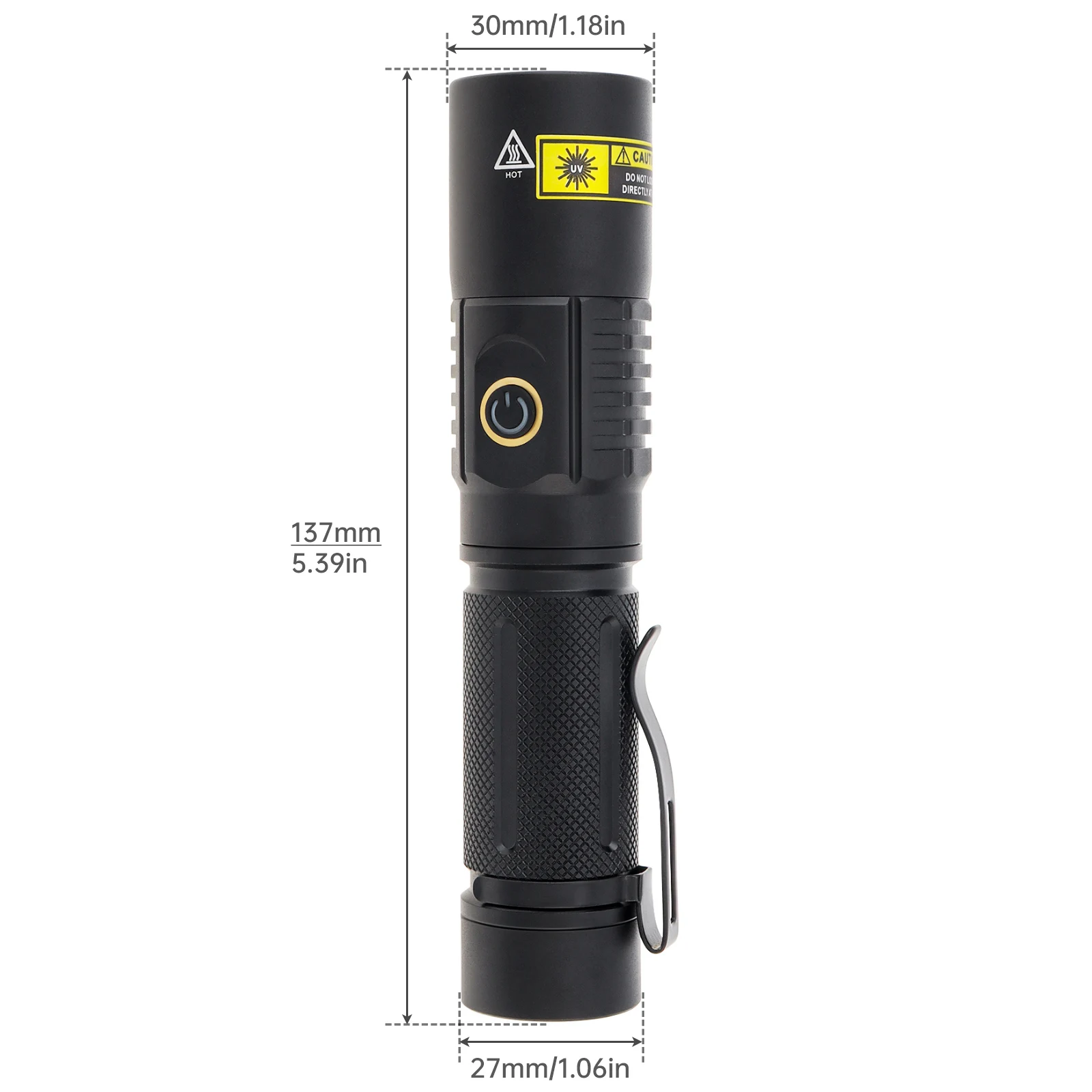 Y30 20W 365nm Rechargeable UV  Black Light Flashlight for Pet Urine Detection / Resin Curing with USB-C, Filter, 2 Modes Light