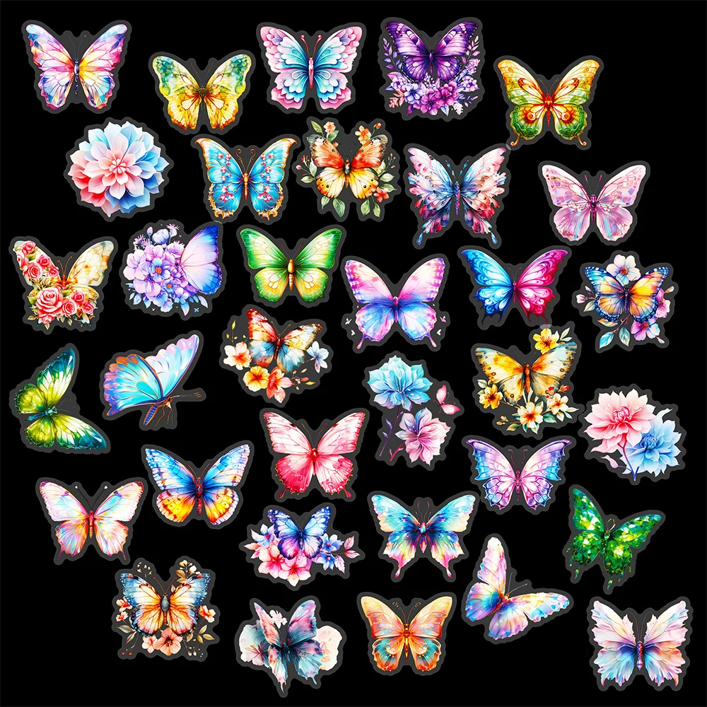 

10/30/50PCS Colorful Cute Butterfly Cartoon Stickers for Kids Toy DIY Stationery Luggage Guitar Aesthetic Vinyl Stickers Decals