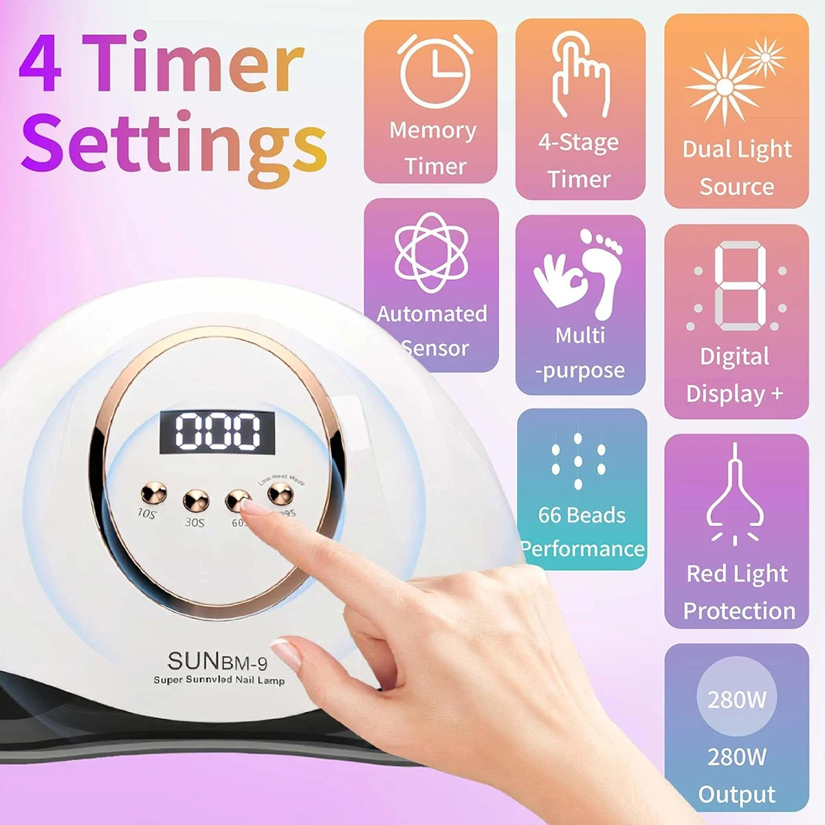 เครื่องเป่าเล็บโคมไฟแต่งเล็บมืออาชีพ UV ELD ไฟเล็บกําลังสูงพร้อมเซ็นเซอร์อัตโนมัติเครื่องมืออุปกรณ์ร้านทําเล็บอัจฉริยะ