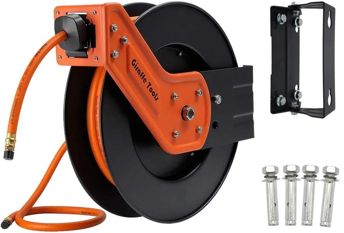 

Выдвижная катушка для воздушного шланга с гибридным шлангом 25 футов, настенная, для промышленных компрессоров, макс. 300 PSI