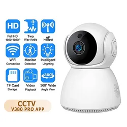 V380 kapalı WiFi CCTV akıllı kamera 2MP 1080P kablosuz IP PTZ gece görüş İki yönlü ses hareket algılama güvenlik kamera