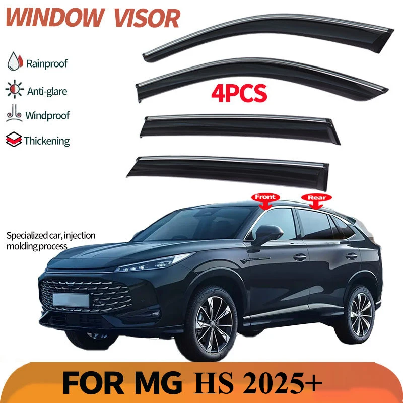 

4 PCS Car Window Visors For MG HS 2025 Stainless Steel Trim Injection Molding Thickened Sun Rain Guards