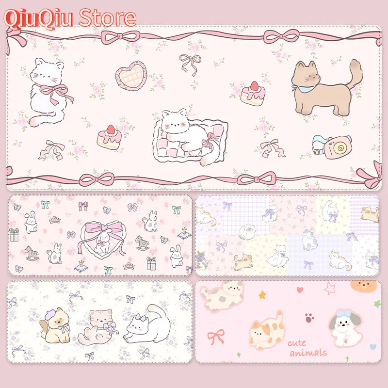 

Розовый коврик для мыши с милыми животными, большой дорогой коврик для офисного компьютера, настольный коврик для ноутбука, клавиатура, новый стиль