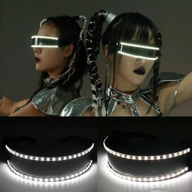 

Cyberpunk futuristic bright Cosplay glasses, Rave Cyber illuminated glasses, bright LED glasses for men and women, dance show ac
