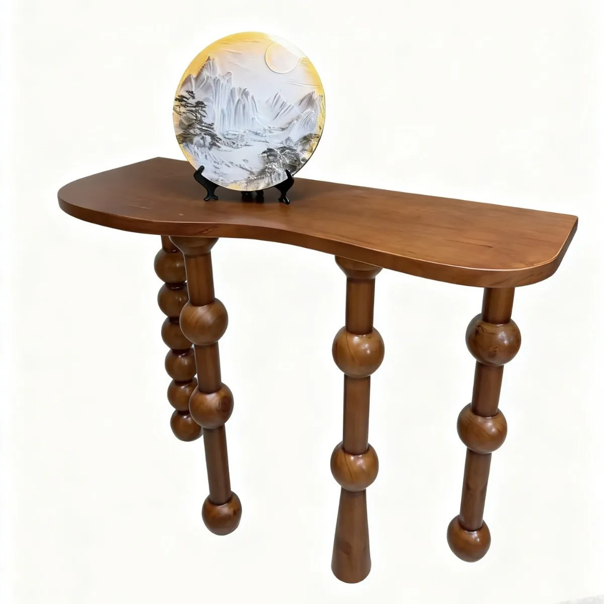 Light luxury Roman column solid wood strip case medieval narrow entrance table bedroom through the entrance corridor retro pine