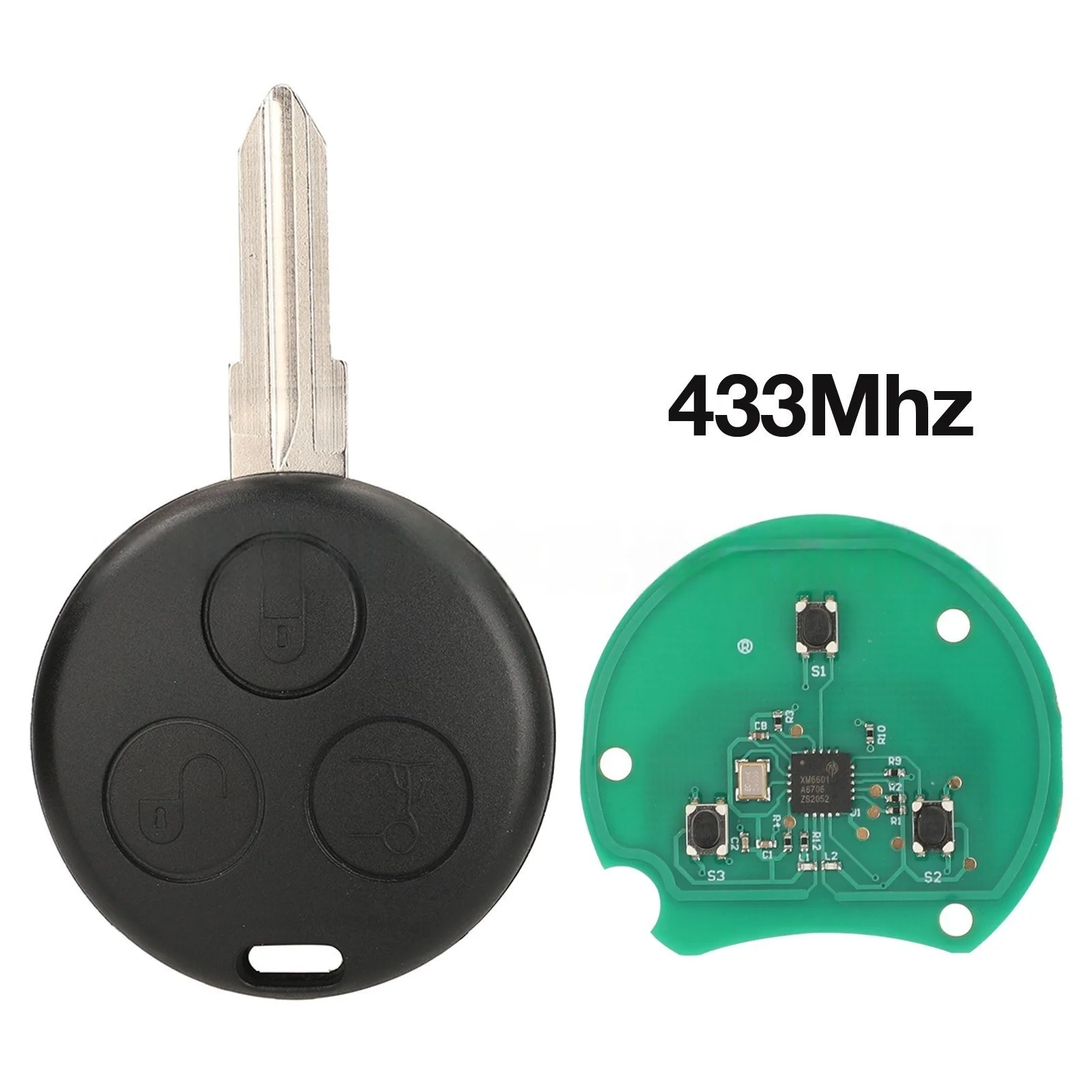 

Suitable for 3-key Mercedes-Benz SMART straight board Remote Car Key 433Mhz