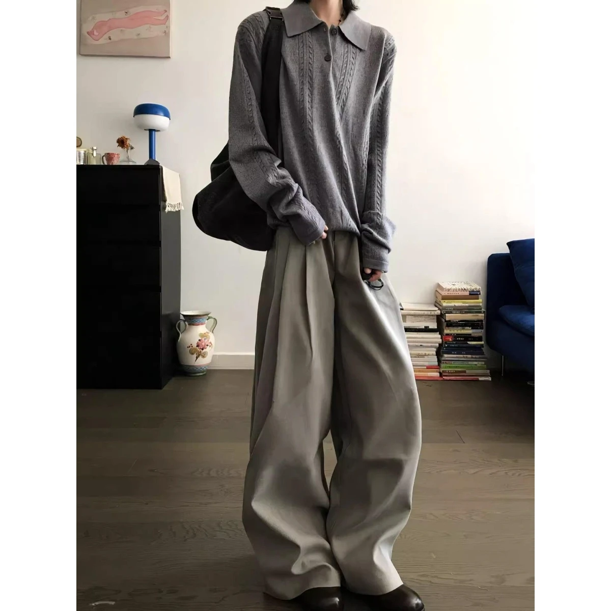 

Мужская вязаная рубашка с длинным рукавом из пшеничного волокна, осенняя, винтажная, базовая, для ношения под одеждой, в американском повседневном стиле