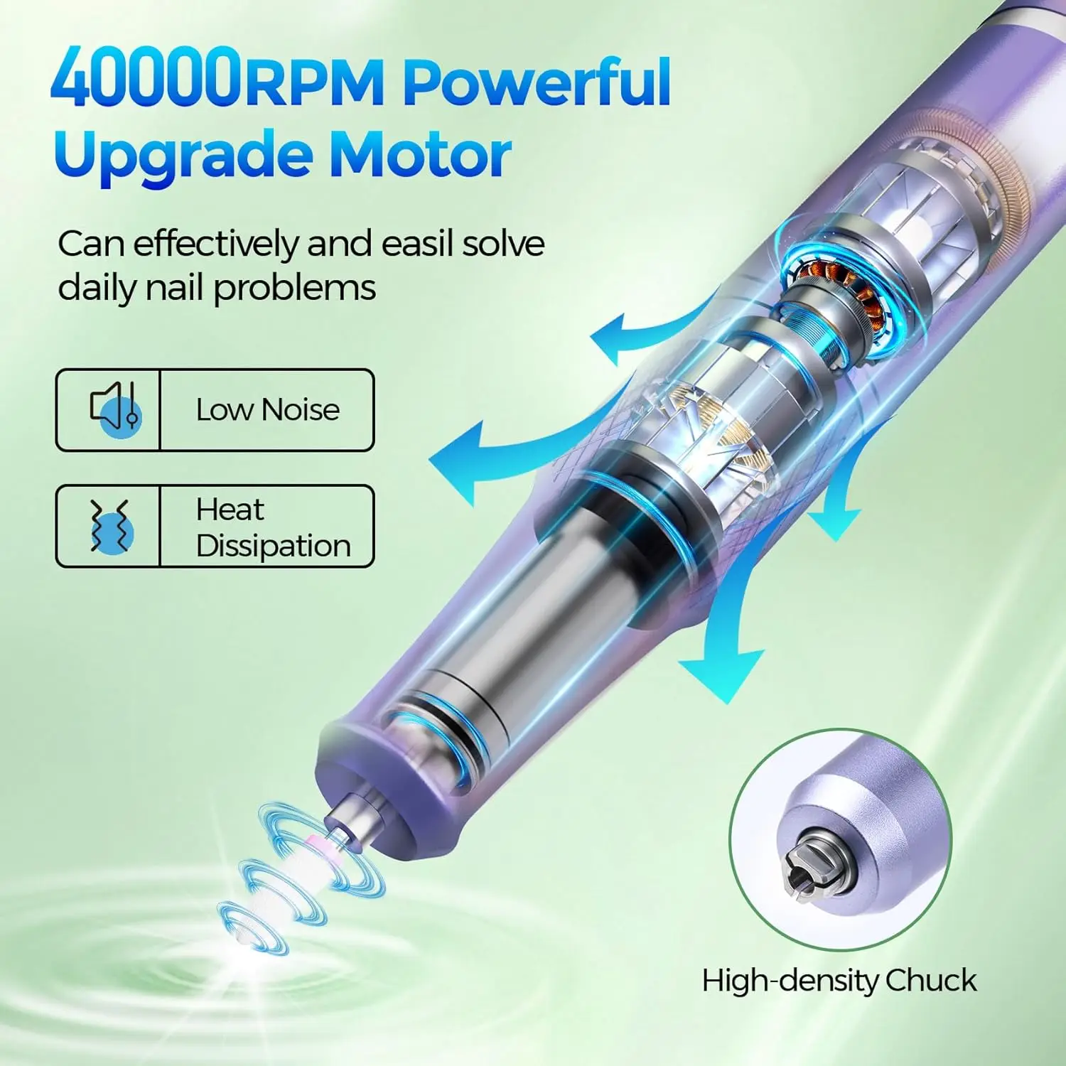 Professional Nail Drill Kit: 40000RPM Electric File with 12 Bits for Acrylic, Gel Polish Removal at Home or Salon