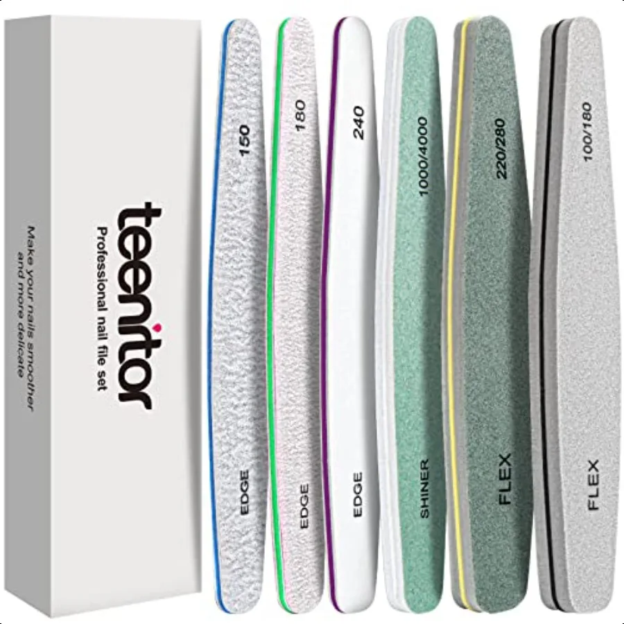 

Teenitor Nail File Nail Buffer 6 pcs Nail Files and Buffers for Natural Nails Emery Boards for Nails Nail Buffer and Shine Kit