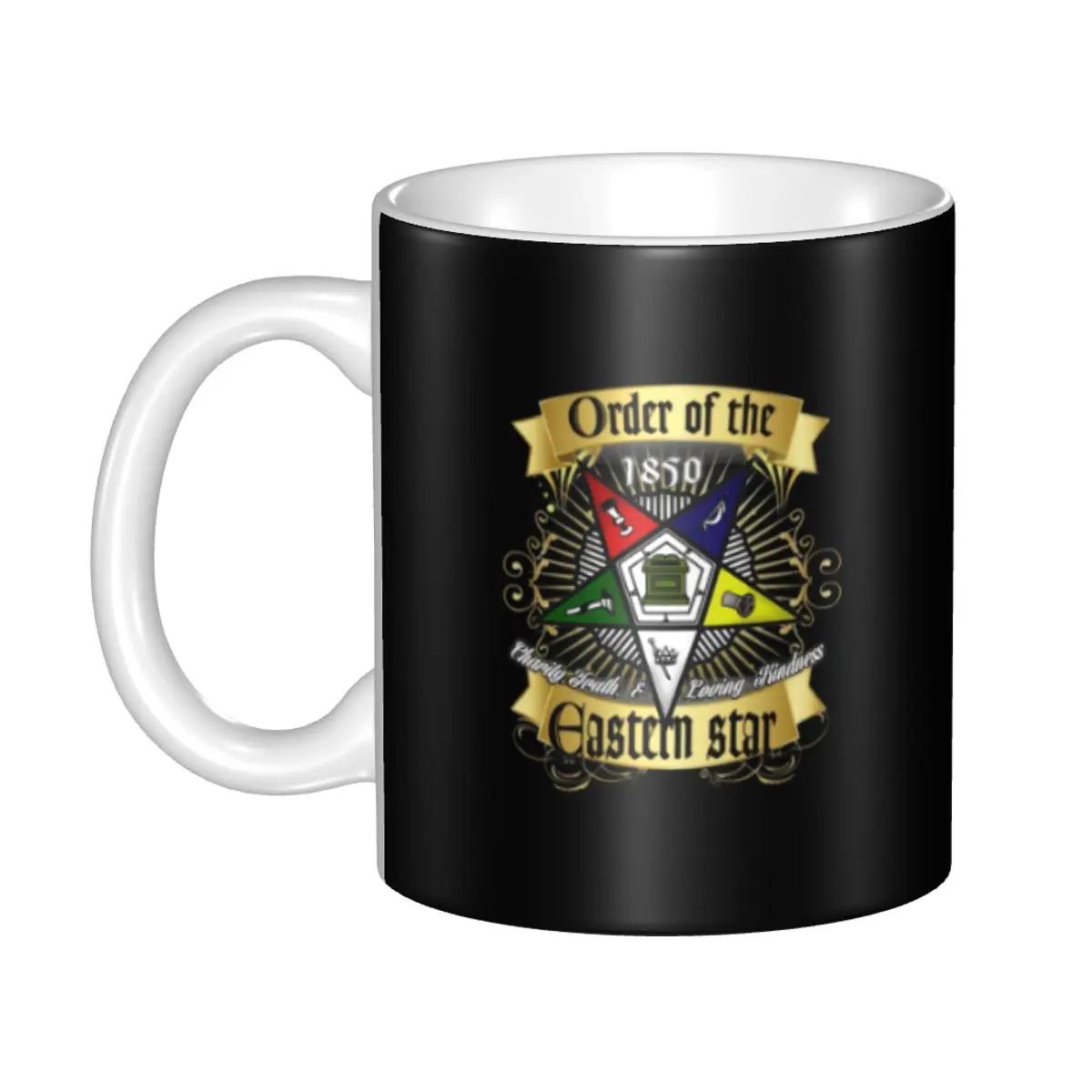 

Customized Eastern Star Logo Freemason Mugs DIY Ceramic Milk Tea Coffee Cups