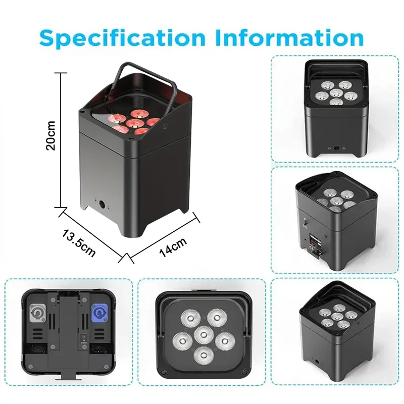 بطارية لاسلكية 6x18 واط RGBWA + UV DJ Par LED Uplight DMX APP واي فاي عن بعد لإضاءة حفلات المسرح DJ مع غطاء للمطر