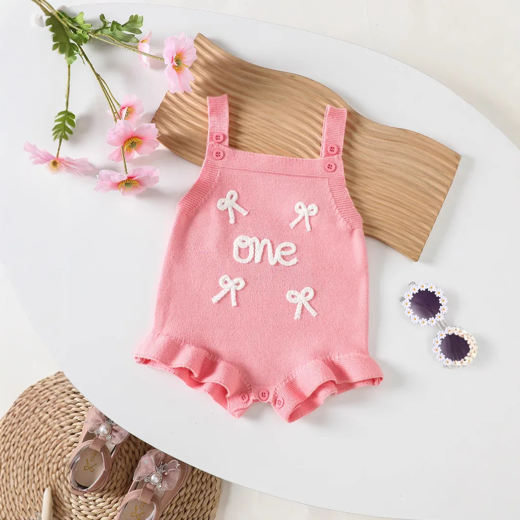 

Детские комбинезоны UNITIM для девочек, комбинезоны с жаккардовым рисунком для новорожденных девочек, весенние вязаные комбинезоны без рукавов для маленьких девочек, комбинезоны-полукомбинезоны