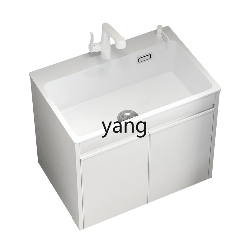 YJQ  Balcony Wall-mounted Quartz Stone Integrated Sink Deepened Laundry Pool Kitchen Dishwashing Sink