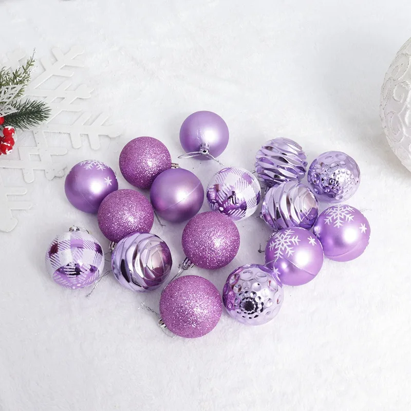 Christmas Decorative Ball Set 6CM/16PCS Electroplated Plastic Painted Alien Christmas Ball Set Christmas Tree Pendant