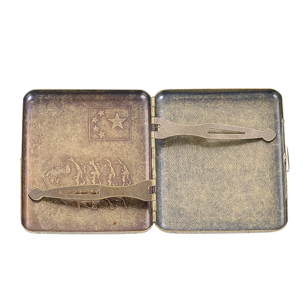 

Metal Copper Engraved China's Four Great Men Pattern 20-cigarette Case Personalized Trend Portable Cigarette Holder Men's Gift