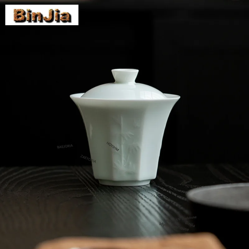 

125ml Imitation Song Hutian Kiln Shadowy Blue Ware Gaiwan Creative Tea Tureen Tea Bowl With Lid Kit Tea Maker Cover Bowl Teaware