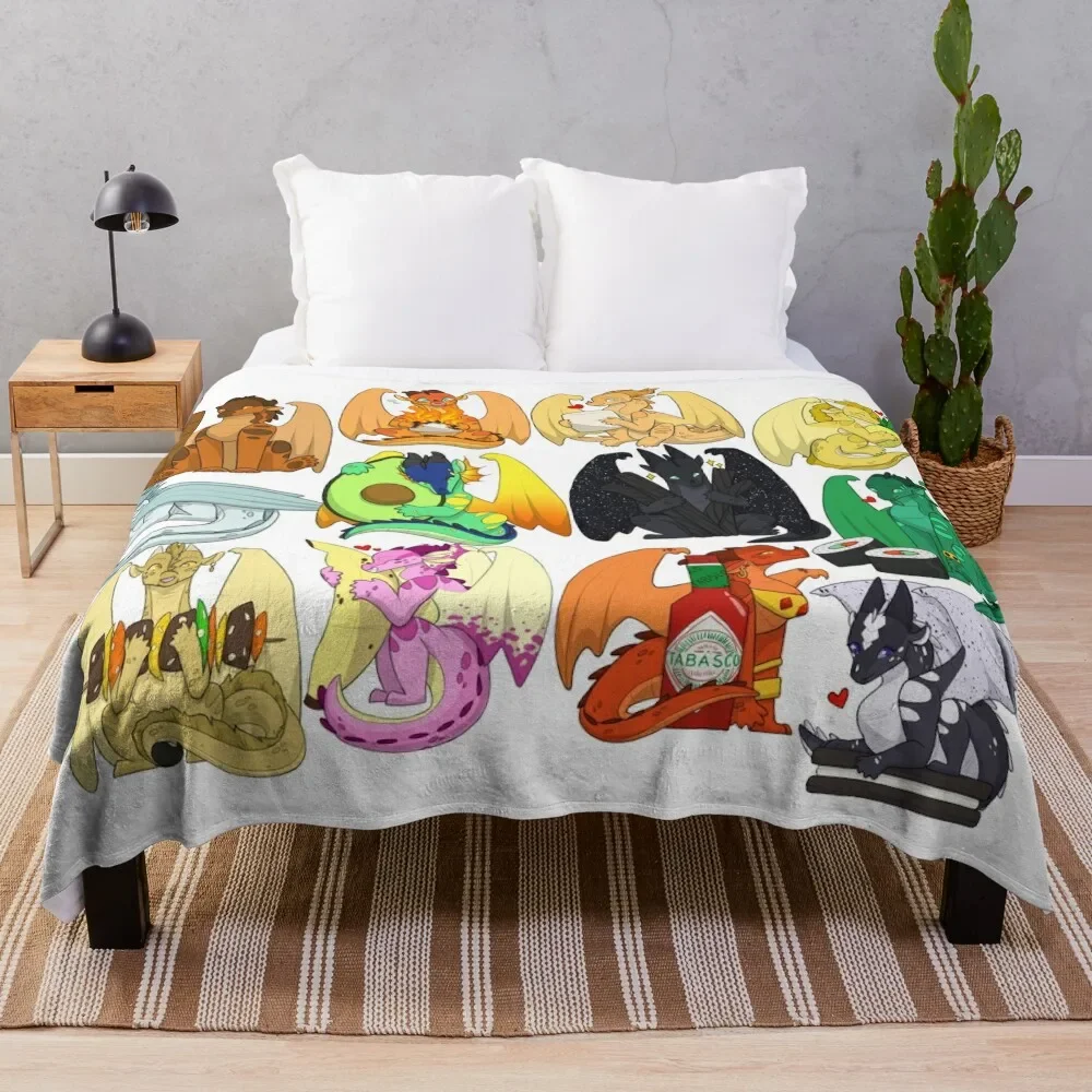 

Wings of Fire Chibis with FOOOOD Throw Blanket Cozy Light Blanket for Travel Camping Picnic