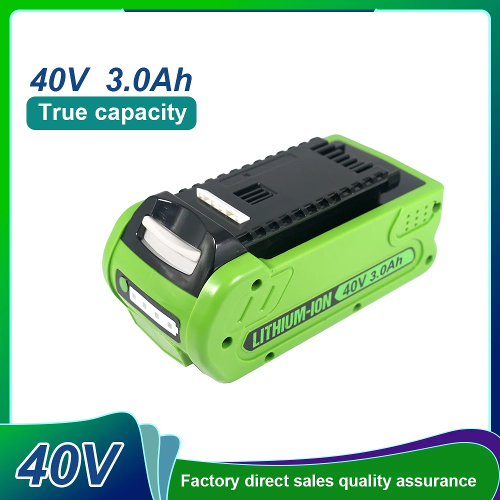 

40V 3.0Ah 3000mAh Rechargeable Li-ion Battery， For Greenworks 40V Power Tools 29462 29472 29282 Power Tools Batteries
