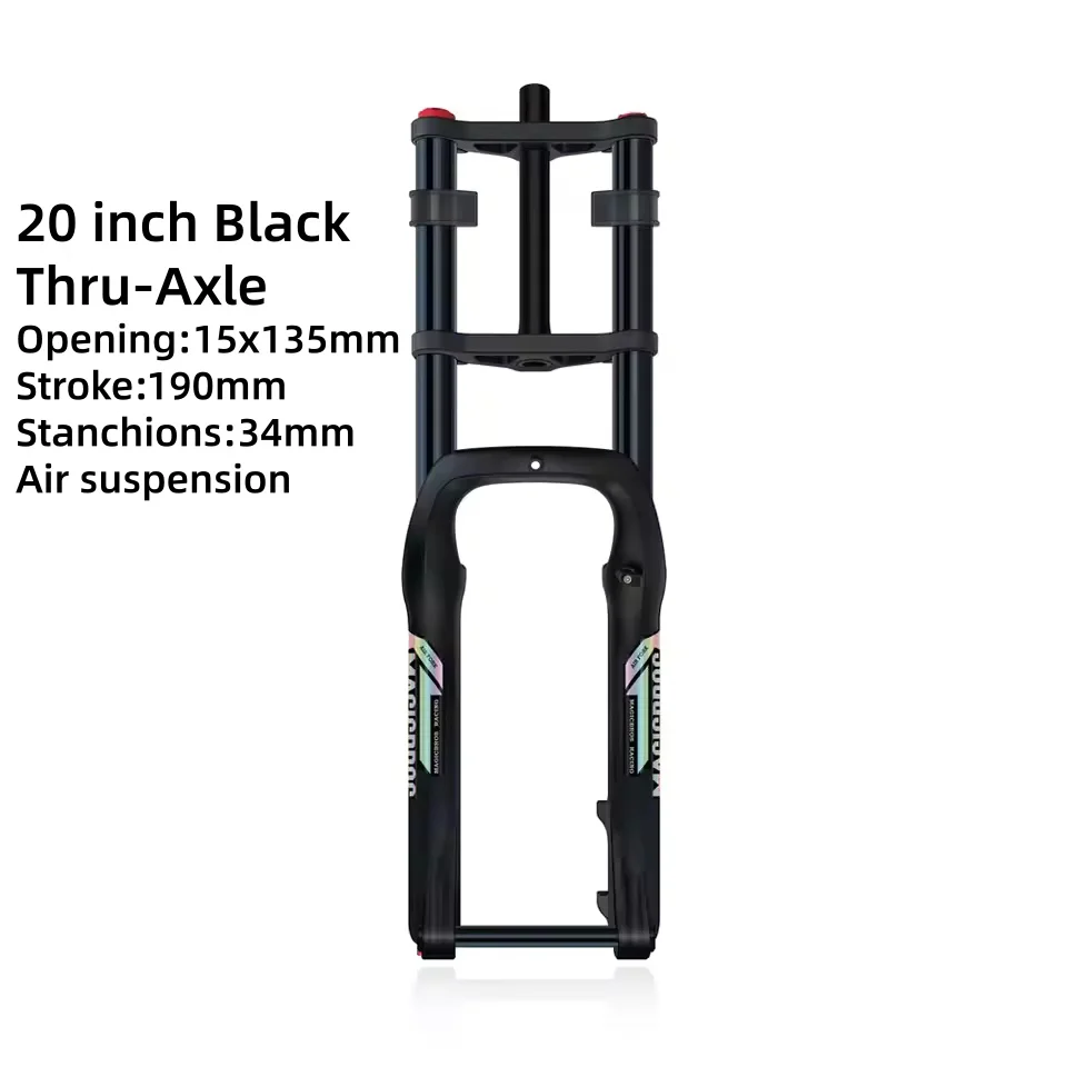 MAGICBROS 20"/26" *4.0 Dual Schouder Luchtvork voor Strand Sneeuwfiets Elektrische fietsen Dubbele Kroon Vork QR/Thru-As Reizen 190MM