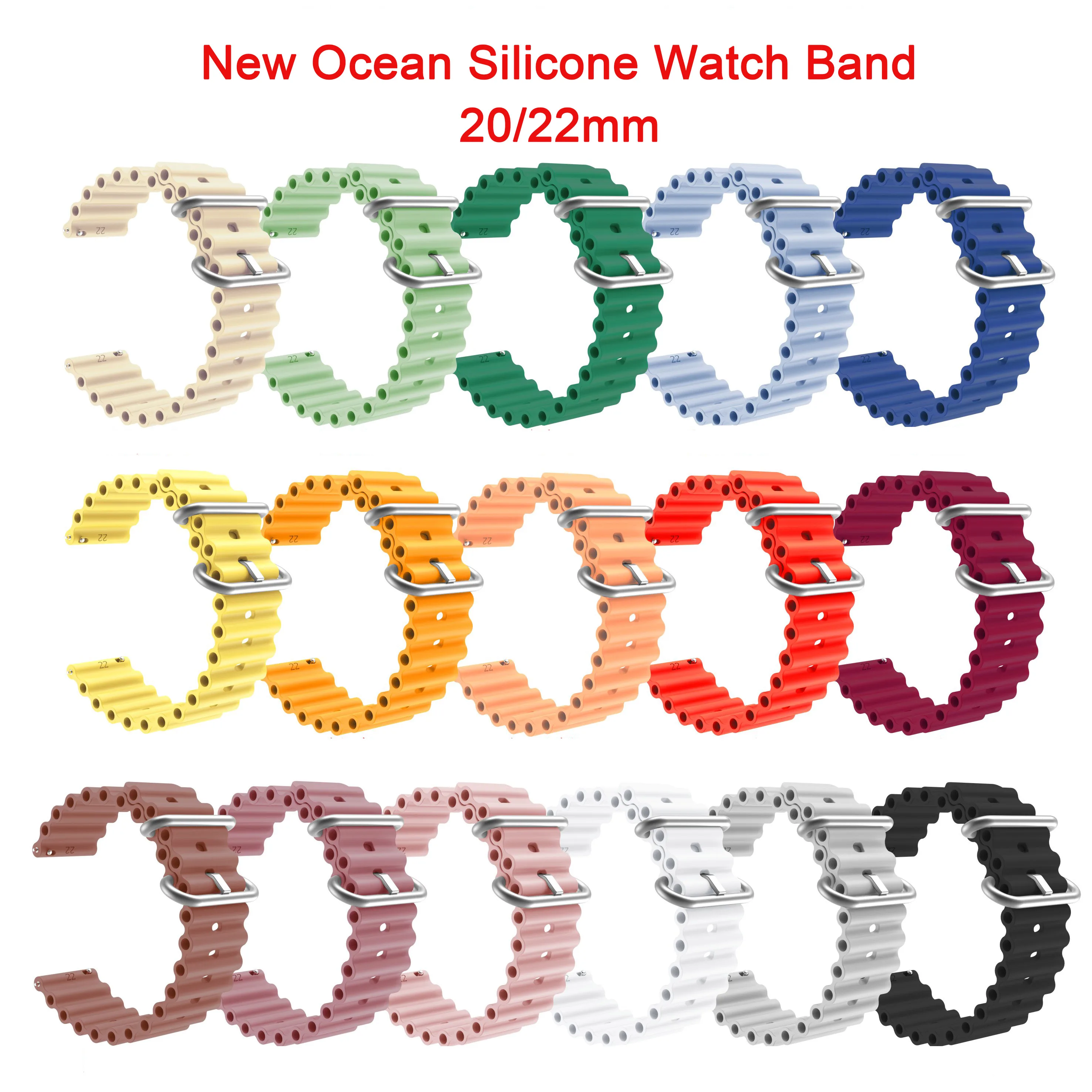 20 mm 22 mm slimme horlogebanden 2025 met roestvrijstalen gesp Milieuvriendelijke siliconen snelsluiting verstelbare riem voor heren Dames