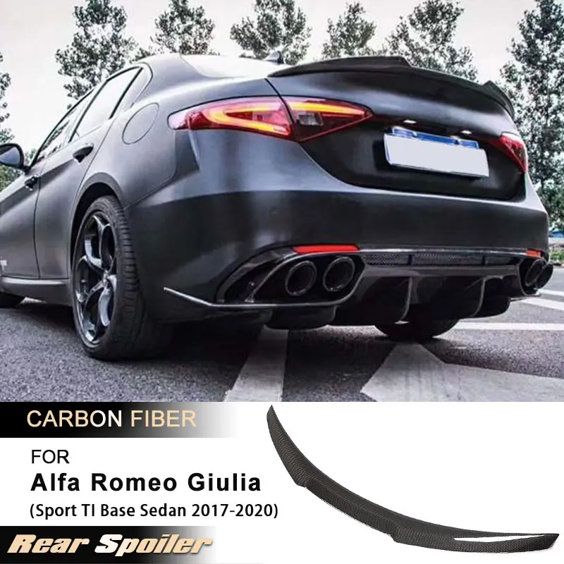 

Car Rear Trunk Spoiler Wings for Alfa Romeo Giulia Sport TI Base Sedan 2017-2020 Racing Rear Spoiler Wing Lip Full Carbon Fiber