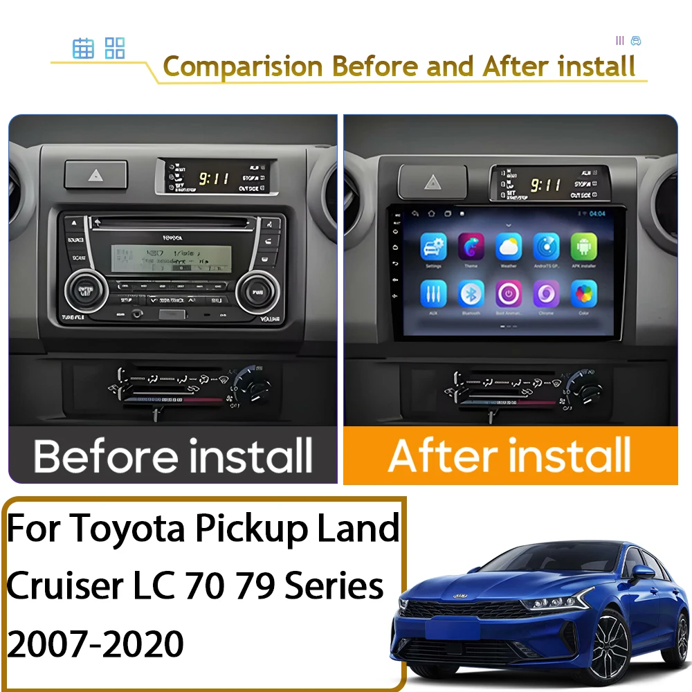 Android Carplay Car Radio For Toyota Pickup Land Cruiser LC 70 79 Series 2007-2020 Multimedia Player Stereo 2din QLED Screen