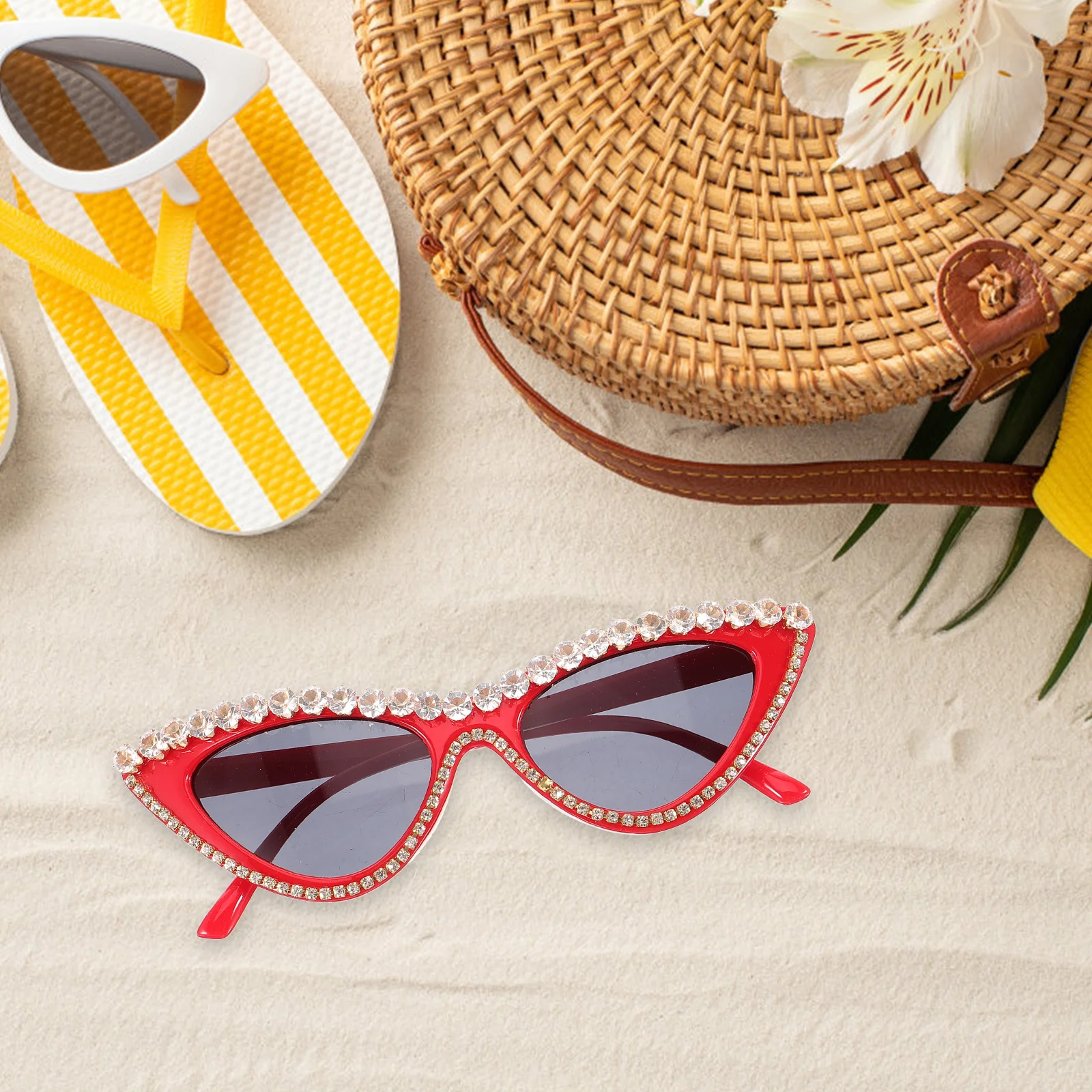 

Diamond Encrusted Cat Eye Sunglasses Black Color Trendy Women Fashion Rhinestone Cat Eyes Summer Beach Birthday Lightweight