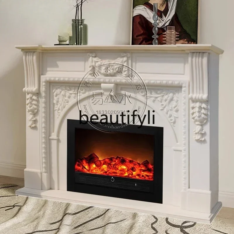 NQ52 Great discounts  Marble mantel heating living room villa decoration ornament rich atmosphere European style white marble cu