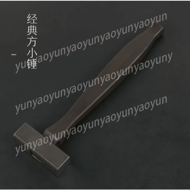 Mini Steel Hammer, Ebony Handle Square Club Hammer for Leather Craft, Small Iron Hammer