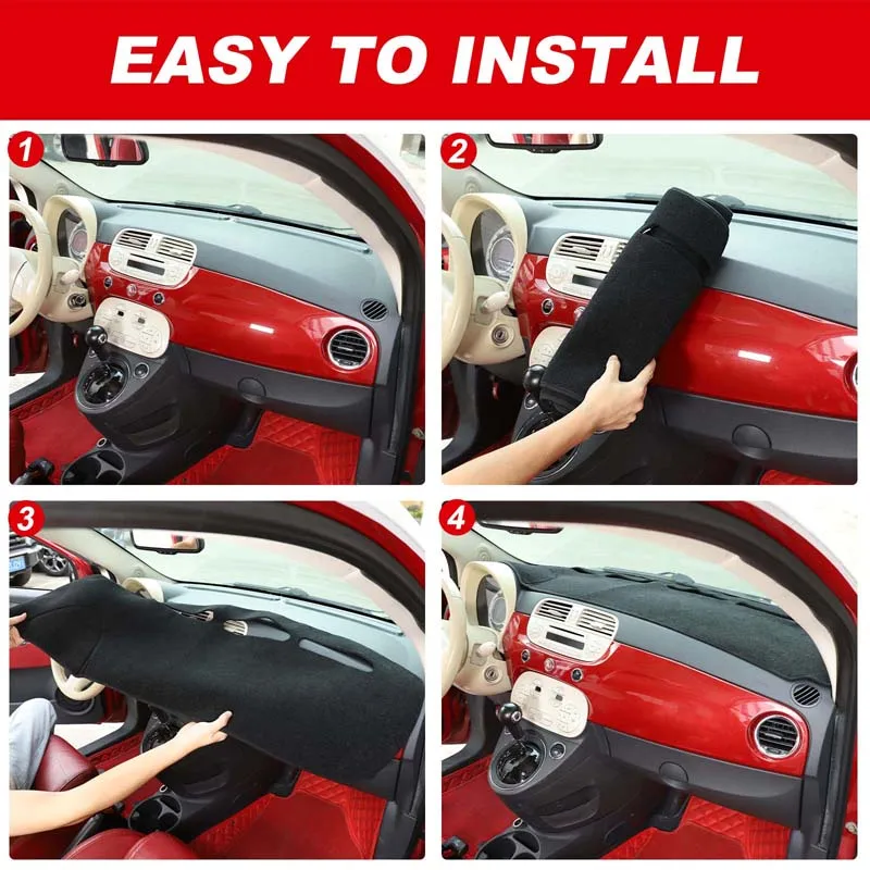 

Для Fiat 500 2008-2023 Abarth 595 2012 2013 2014 2015 2016 2017 2018 2019 2020 2021-2023 Фланелевой коврик для солнцезащитного коврика Dashmat Коврик для ковра