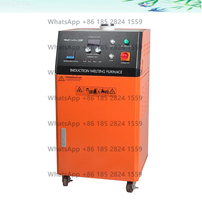 2KG, 2.5KG, 3-8KG medium-frequency gold melting machine with IGBT induction heating for gold, silver, copper, and aluminum.