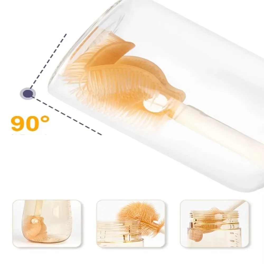 Long Handle Baby Bottle Brush Kit with Box 360 Degree Rotation Baby Bottle Cleaner Brush Washing Tool Set Multipurpose