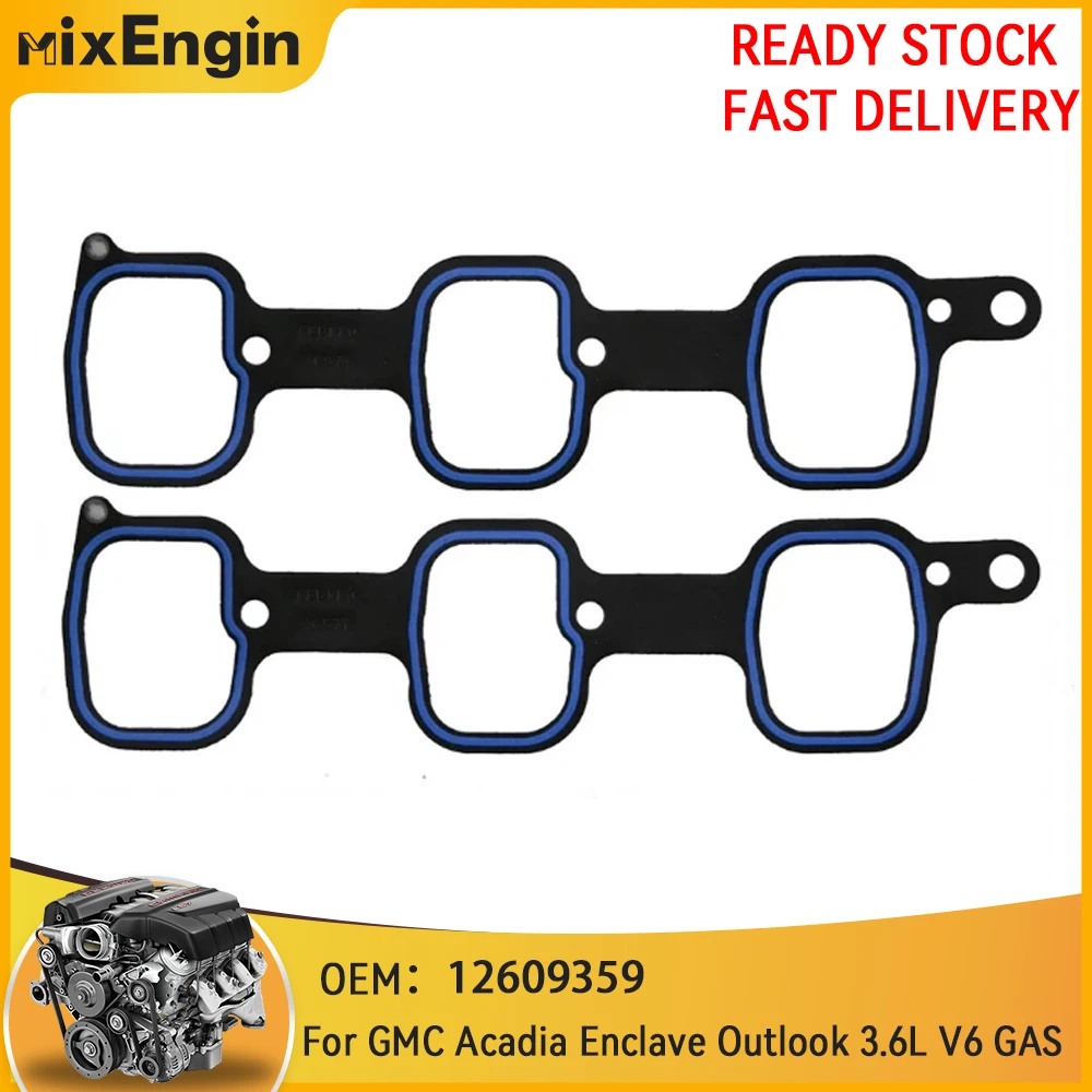 Engine Intake Manifold Gasket Fit 3.6 L For GMC Buick Saturn Acadia Enclave Outlook 3.6L V6 GAS 07-08 12609359