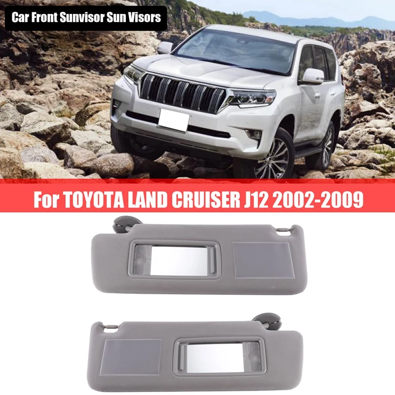 

2PCS Car Front Sunvisor Sun Visors W/ Mirrors & LED Lights Replacement Parts For TOYOTA LAND CRUISER J12 2002-2009