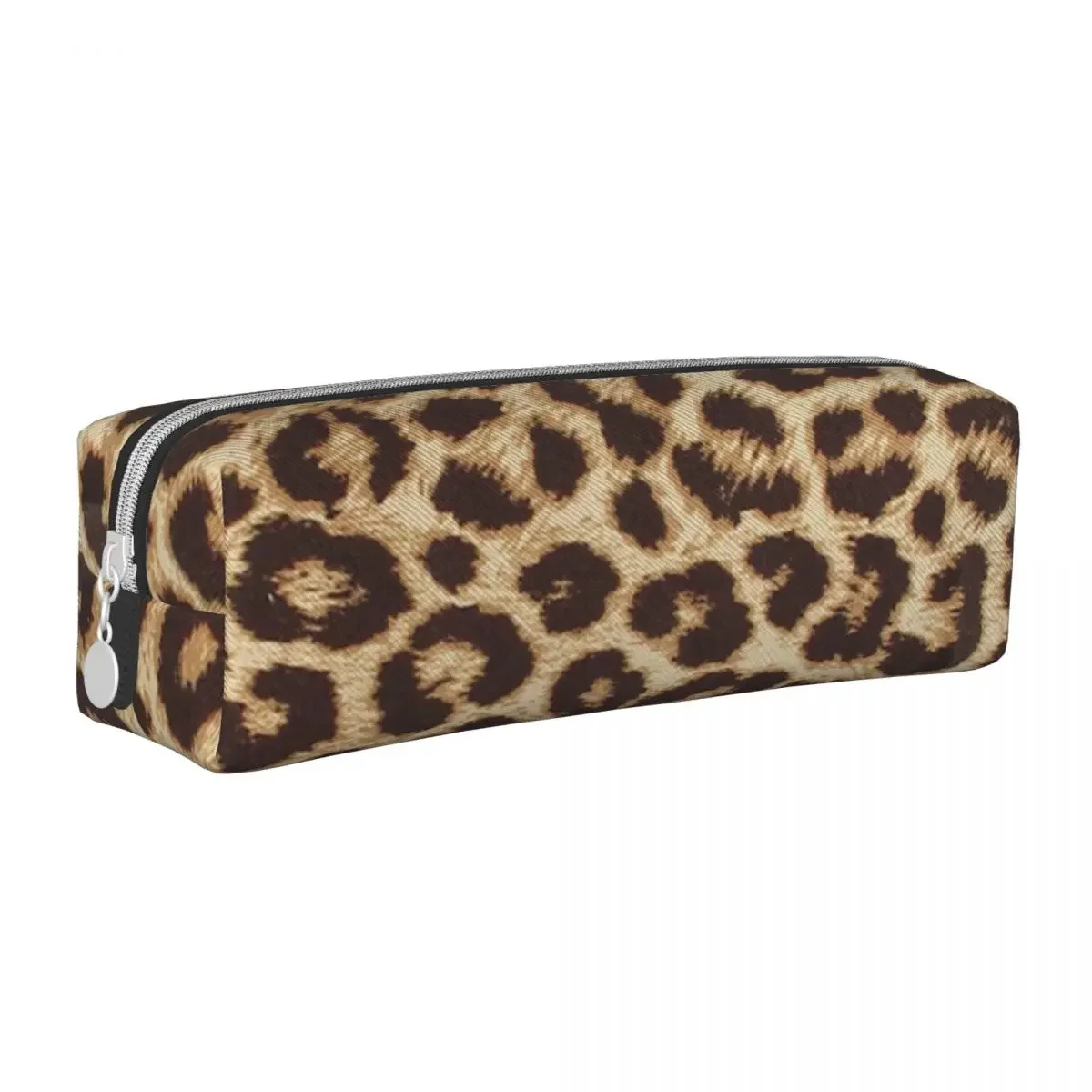 Lovely Leopard Print Fur Look Texture Pencil Cases Pencilcases Pen Holder for Student Big Bag School Supplies Zipper Stationery