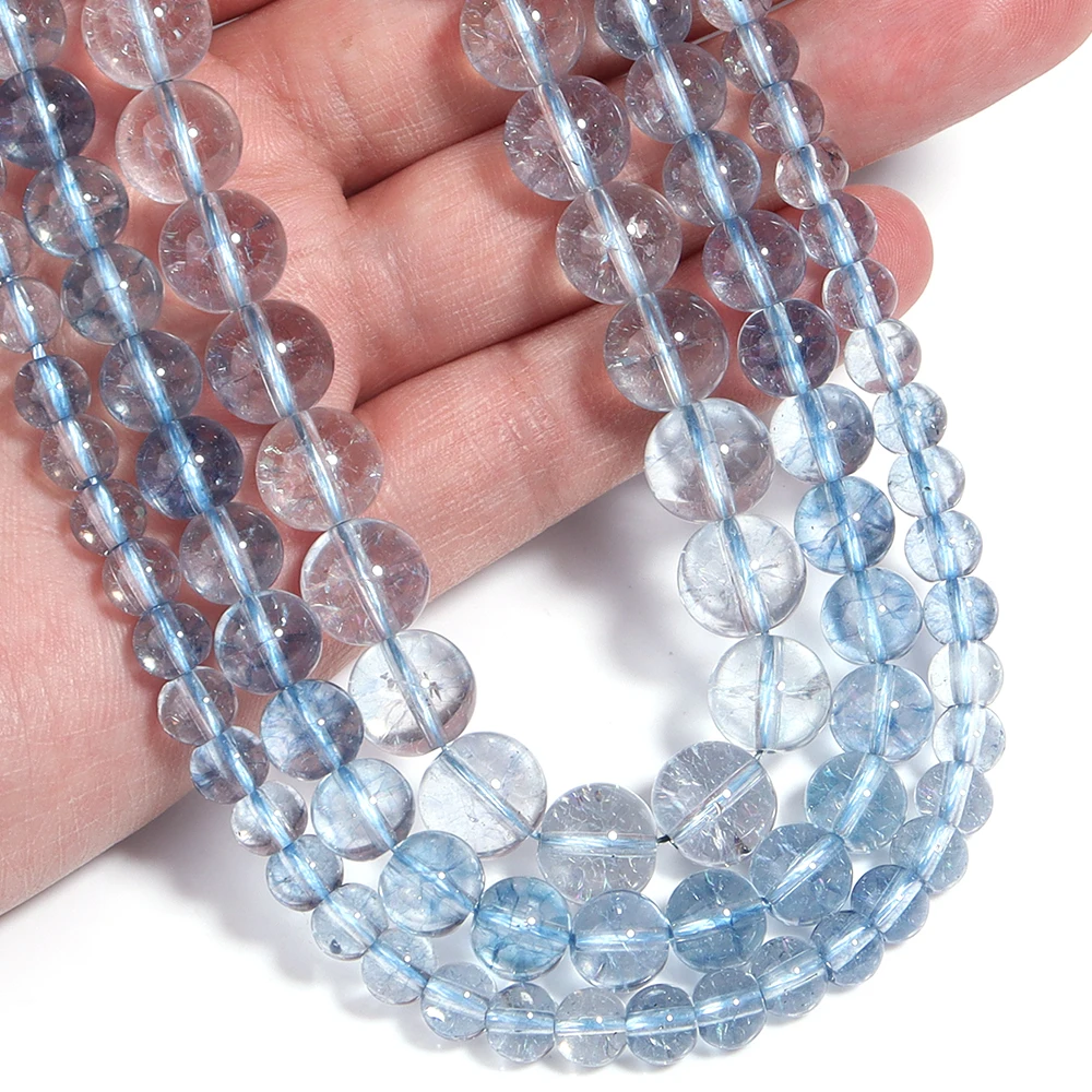 6 8 10mm Natural Blue Pato Crystal Stone Beads For Jewelry Making Round Spacer Beads DIY Necklace Bracelet Accessories