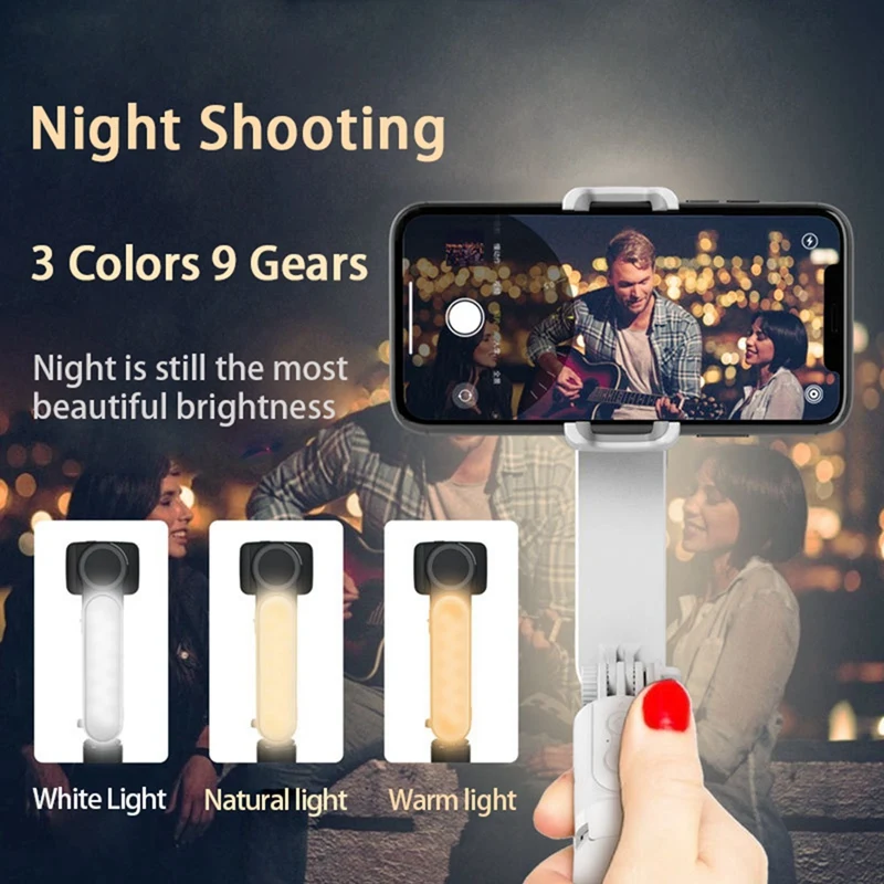 Handheld Gimbal Stabilizer Bluetooth Selfie Stick Holder Adjustable Fill Light Selfie Stand For Smartphone